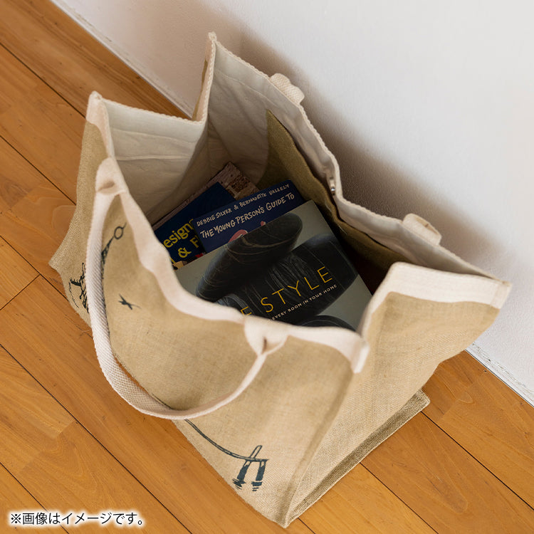 PeopleTree ジュートプリントビッグトートバッグ（船着き場でもの思いにふける）SAIAB5-21700001-37【航空便不可】
