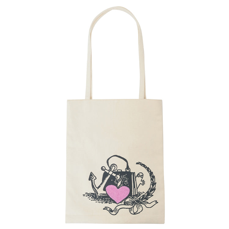 4月上旬頃お届け予定＊PeopleTree 手刺しゅうトート（ニョロニョロ/ハート）SAIAB6-A25'56＜予約商品＞