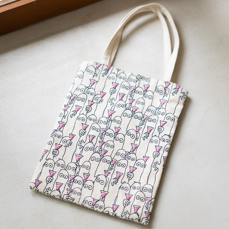 PeopleTree手刺しゅうミニトート（ニョロニョロ/乾杯）SAIAB7-A25'59