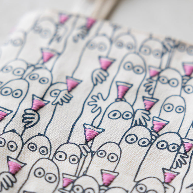 PeopleTree手刺しゅうミニトート（ニョロニョロ/乾杯）SAIAB7-A25'59