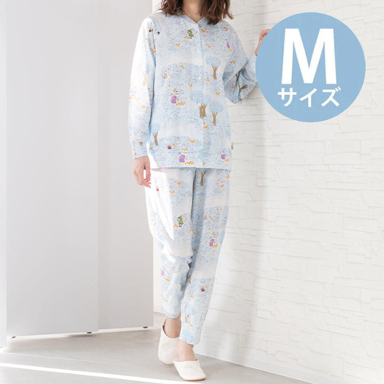 天竺総柄プリントパジャマ M（草原/サックス）MOR197-41200▲SALE