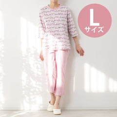 Amour 天竺プリントパジャマ L（フラワーボーダー/ピンク）MOR105  