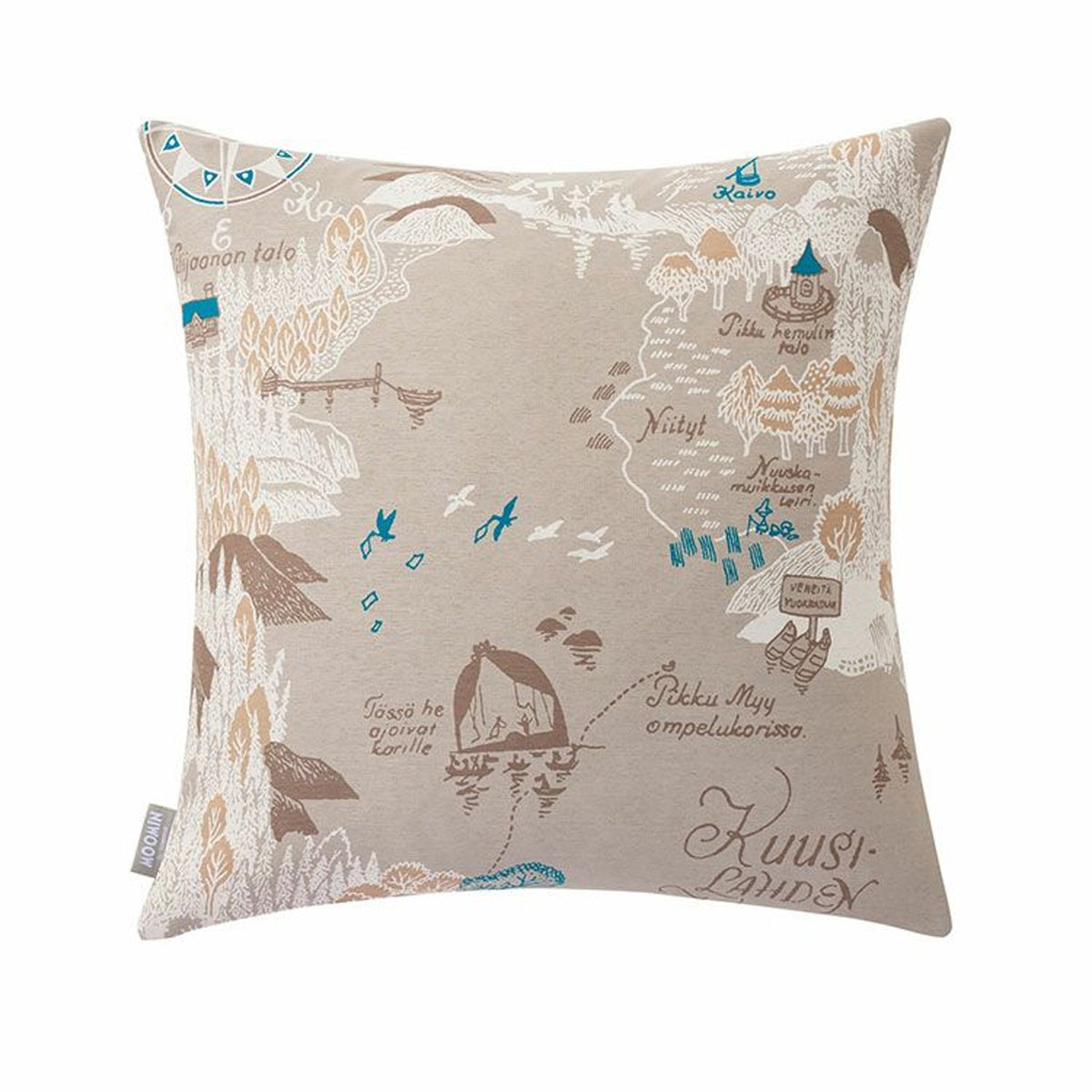Cushion cover (Moominvalley map/gray) A021C <order item>