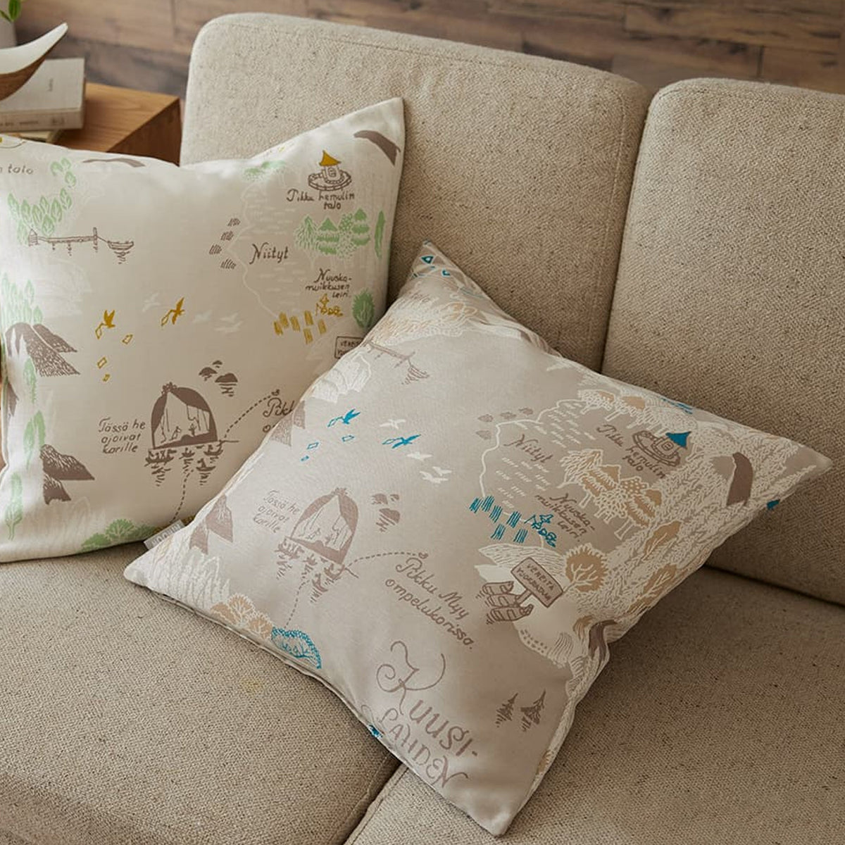 Cushion cover (Moominvalley map/gray) A021C <order item>