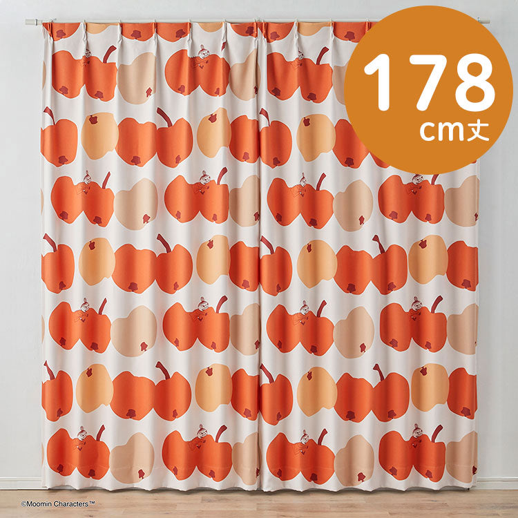 遮光カーテン178cm丈1枚（リンゴガブリ！/オレンジ）A1032＜取り寄せ品 