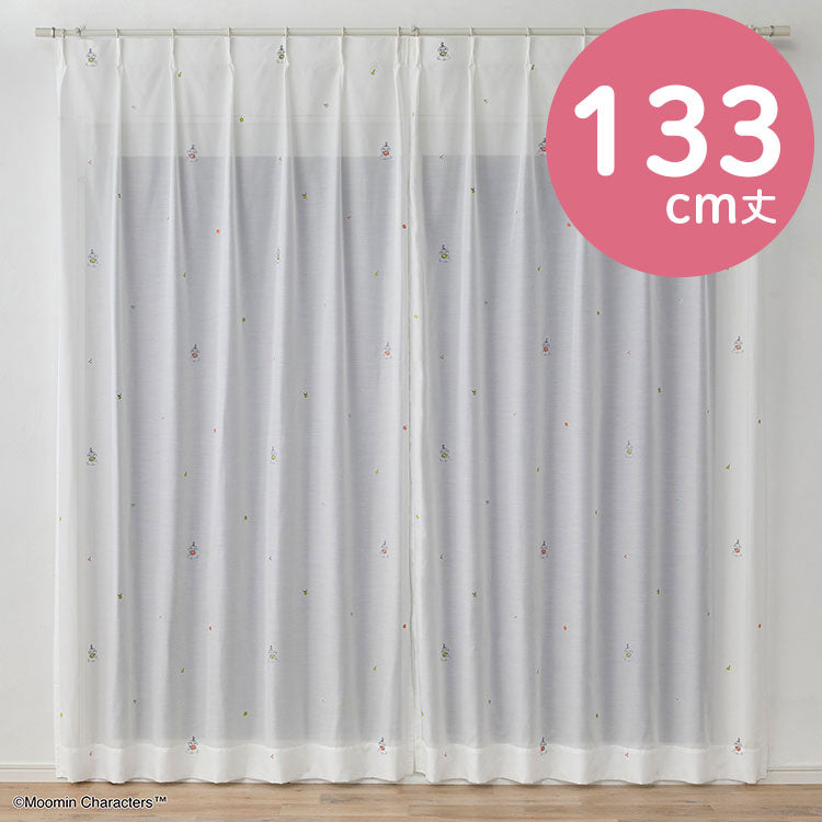 Sheer curtain 133cm length 1 piece (Ringo Gaburi!/White) A1039 &amp;lt;Order item&amp;gt;